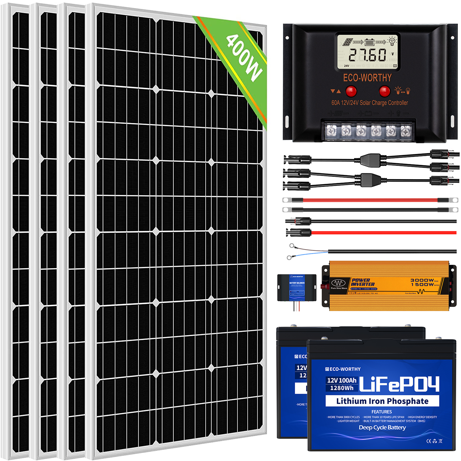 Kit completo di pannelli solari fuori griglia da 400 W 12 V