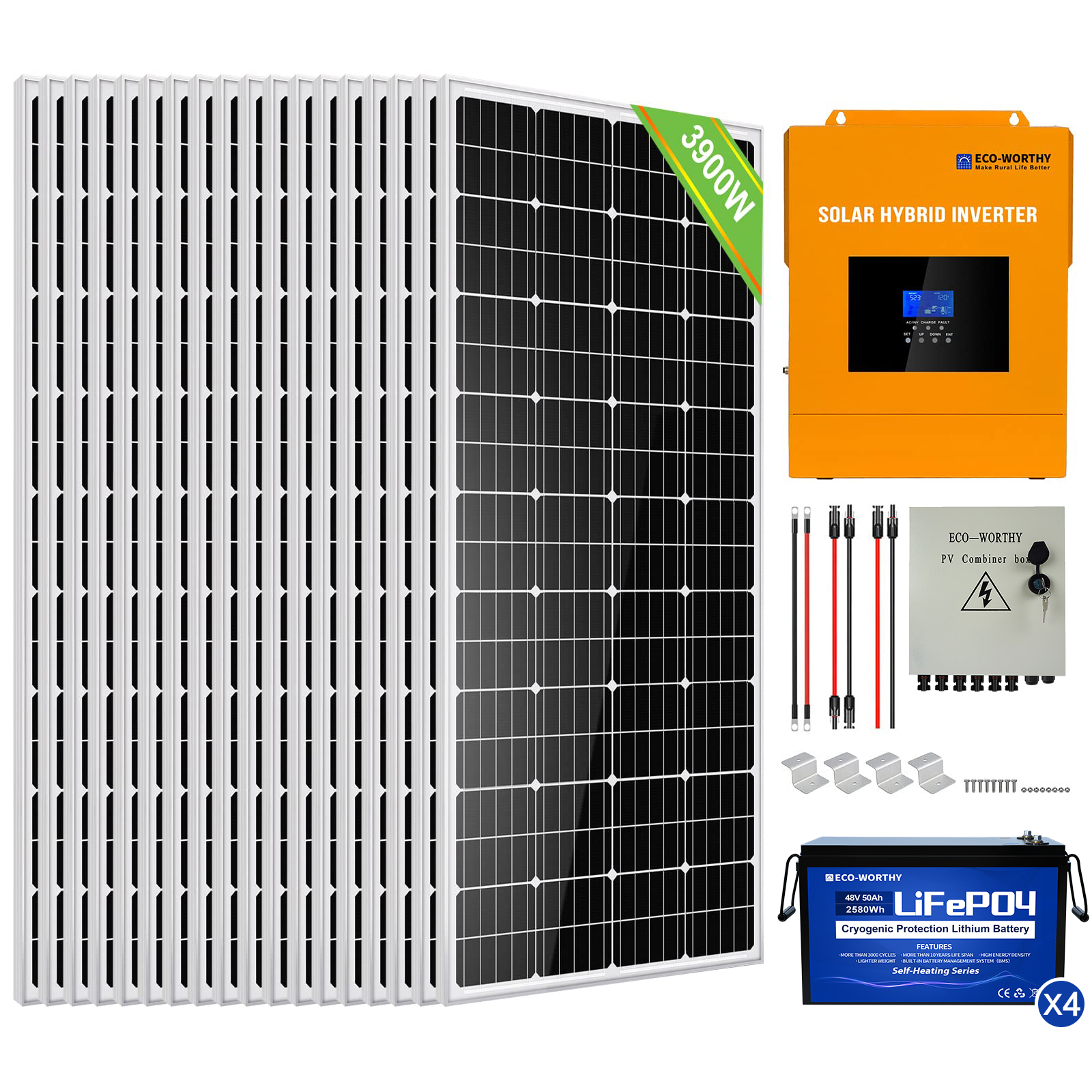 Kit completo di pannelli solari fuori griglia MPPT da 3900 W 48 V