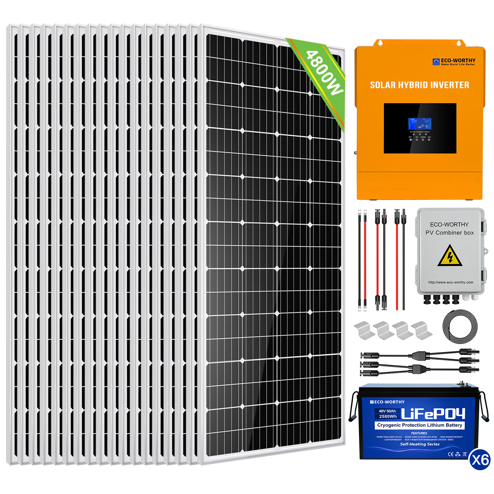 Kit completo di pannelli solari fuori griglia MPPT da 4800 W 48 V
